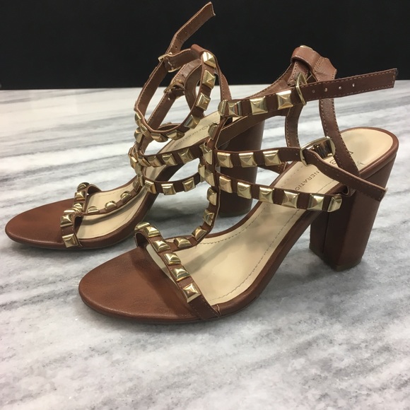 studded strappy block heels